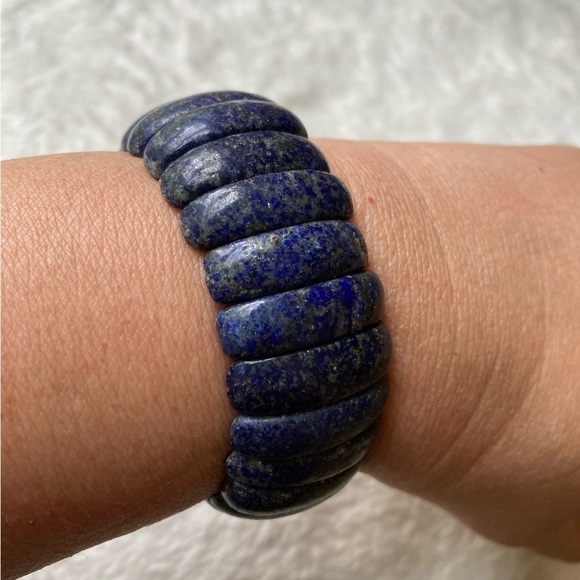 Bundle of 2 Natural Stones Blue Stretch Bracelets - Picture 3 of 3